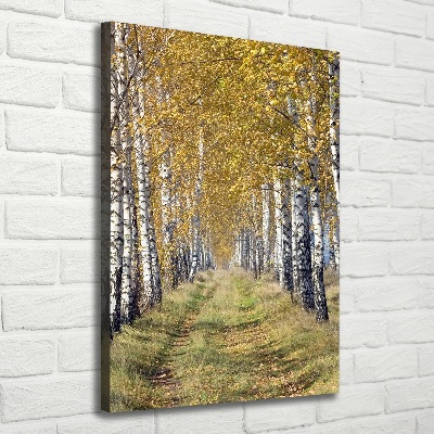 Quadro su tela canvas verticale Foresta di betulle