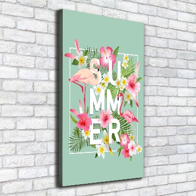 Stampa quadro su tela verticale Vacanze e fenicotteri