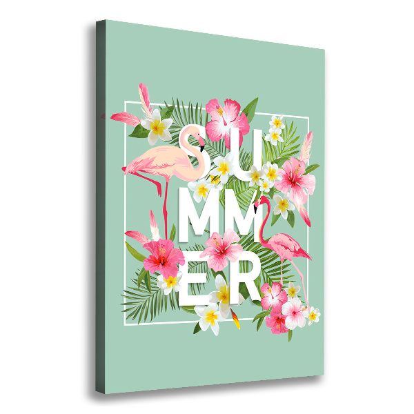 Stampa quadro su tela verticale Vacanze e fenicotteri