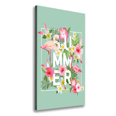 Stampa quadro su tela verticale Vacanze e fenicotteri
