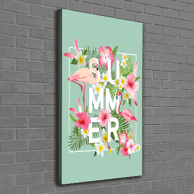 Stampa quadro su tela verticale Vacanze e fenicotteri