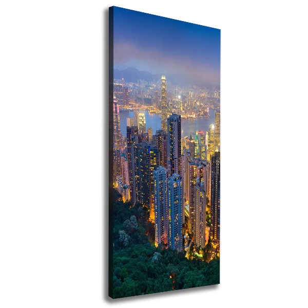 Quadro su tela canvas verticale Hong Kong di notte