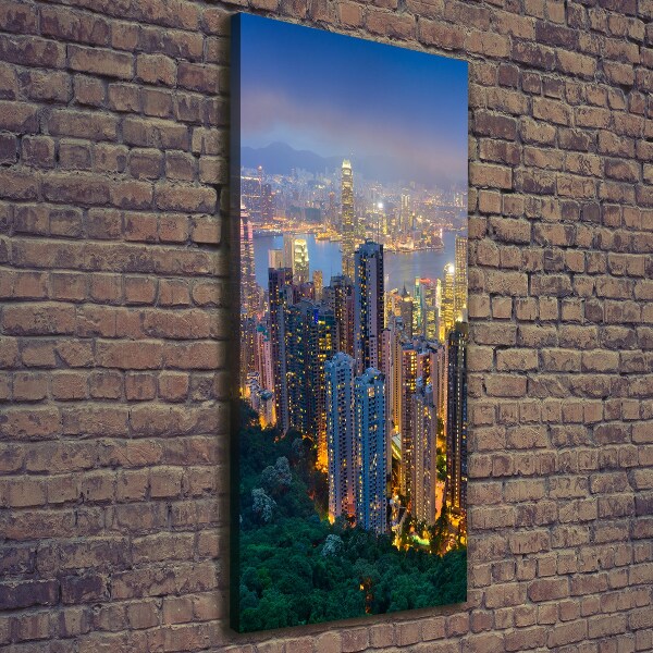 Quadro su tela canvas verticale Hong Kong di notte