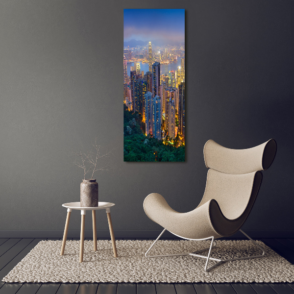Quadro su tela canvas verticale Hong Kong di notte