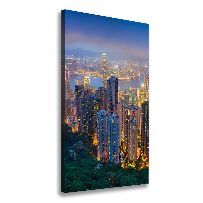 Quadro su tela canvas verticale Hong Kong di notte