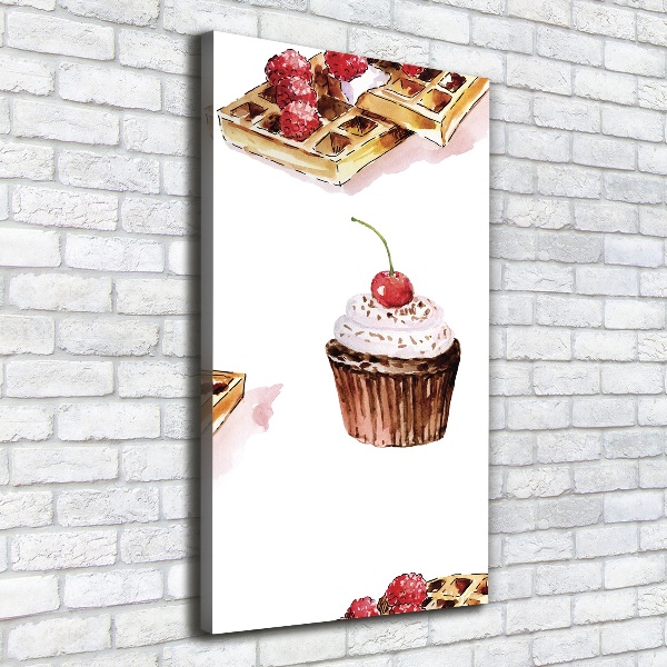 Quadro su tela canvas verticale Muffin e waffle