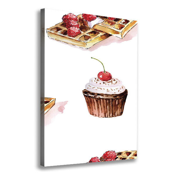 Quadro su tela canvas verticale Muffin e waffle