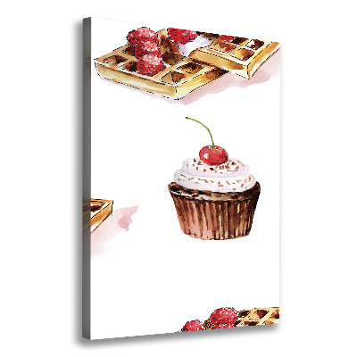 Quadro su tela canvas verticale Muffin e waffle