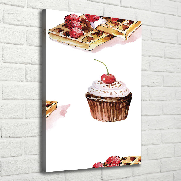 Quadro su tela canvas verticale Muffin e waffle