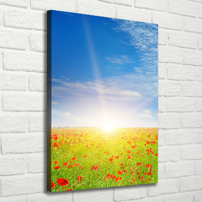 Stampa quadro su tela verticale Campo di papaveri