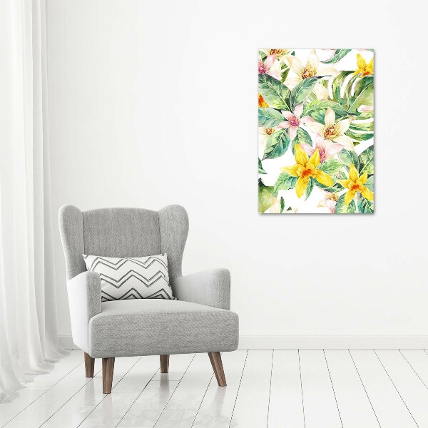 Quadro foto su tela verticale Fiori tropicali