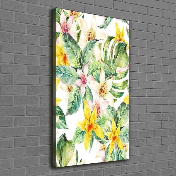Quadro foto su tela verticale Fiori tropicali