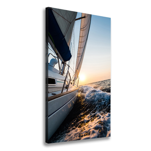 Quadro su tela canvas verticale Uno yacht in mare