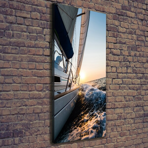 Quadro su tela canvas verticale Uno yacht in mare