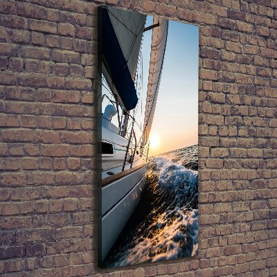 Quadro su tela canvas verticale Uno yacht in mare