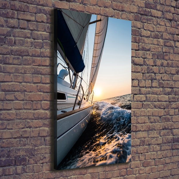 Quadro su tela canvas verticale Uno yacht in mare