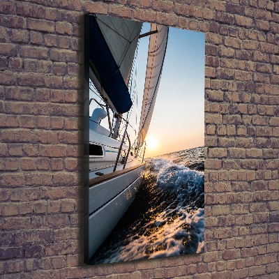 Quadro su tela canvas verticale Uno yacht in mare