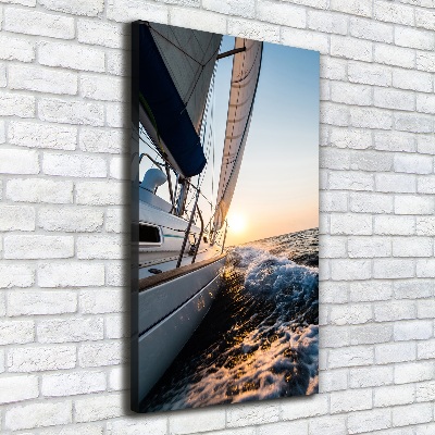Quadro su tela canvas verticale Uno yacht in mare