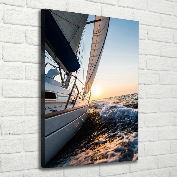 Quadro su tela canvas verticale Uno yacht in mare