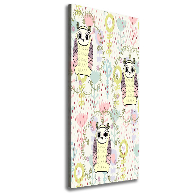 Quadro su tela canvas verticale Gufi