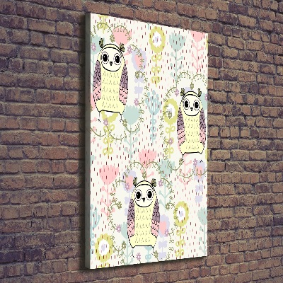 Quadro su tela canvas verticale Gufi