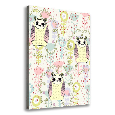 Quadro su tela canvas verticale Gufi