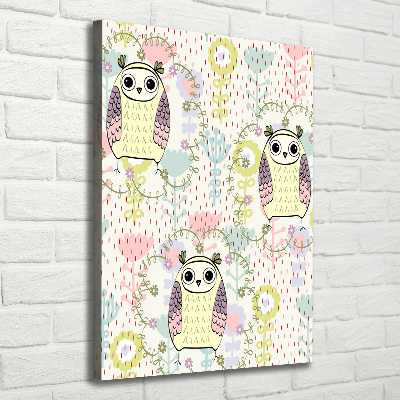 Quadro su tela canvas verticale Gufi