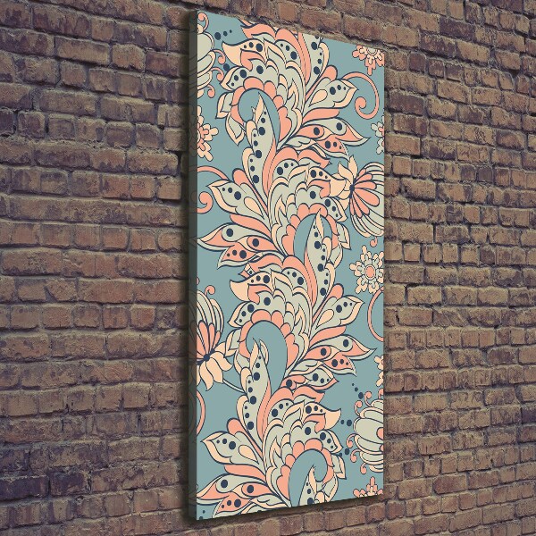 Stampa quadro su tela verticale Fiori etnici