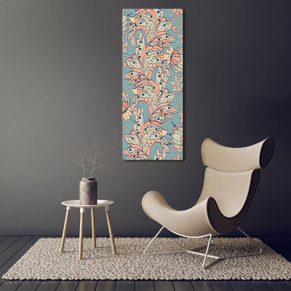 Stampa quadro su tela verticale Fiori etnici