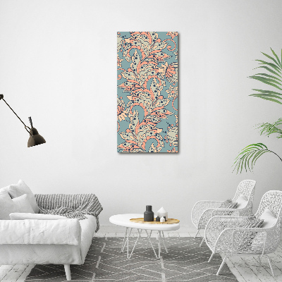 Stampa quadro su tela verticale Fiori etnici