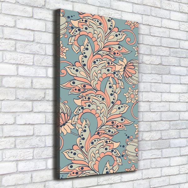 Stampa quadro su tela verticale Fiori etnici