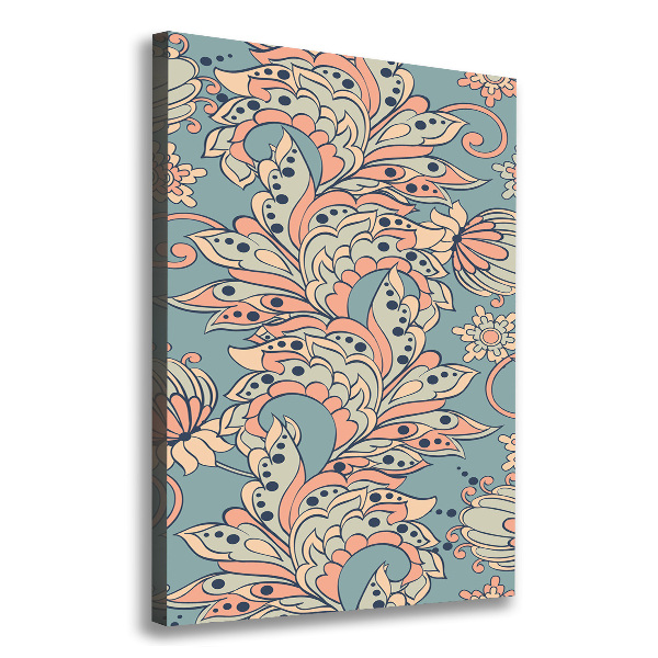 Stampa quadro su tela verticale Fiori etnici