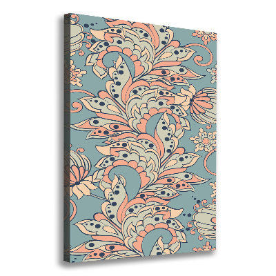 Stampa quadro su tela verticale Fiori etnici