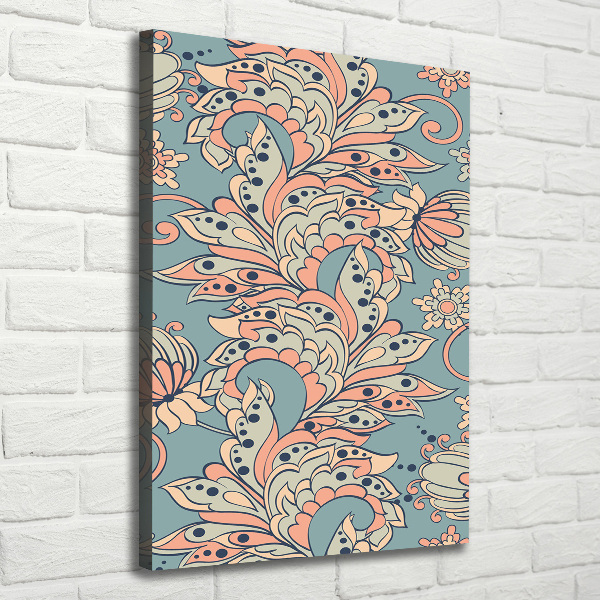Stampa quadro su tela verticale Fiori etnici