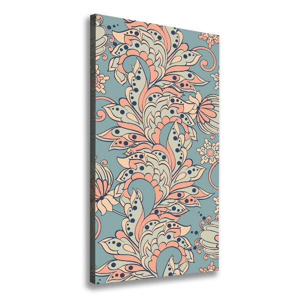 Stampa quadro su tela verticale Fiori etnici