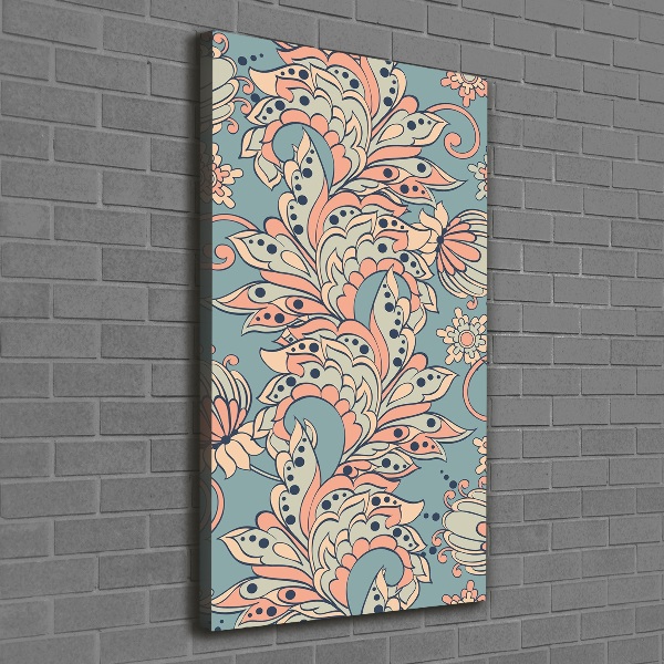 Stampa quadro su tela verticale Fiori etnici
