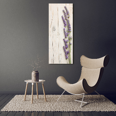 Quadro su tela canvas verticale Lavanda su legno