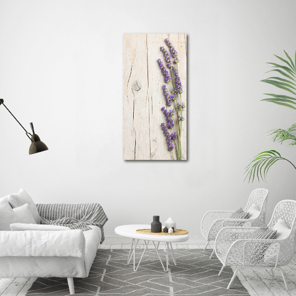 Quadro su tela canvas verticale Lavanda su legno