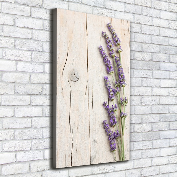Quadro su tela canvas verticale Lavanda su legno