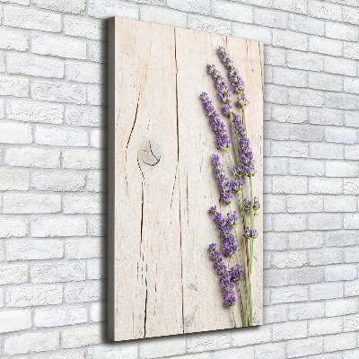 Quadro su tela canvas verticale Lavanda su legno