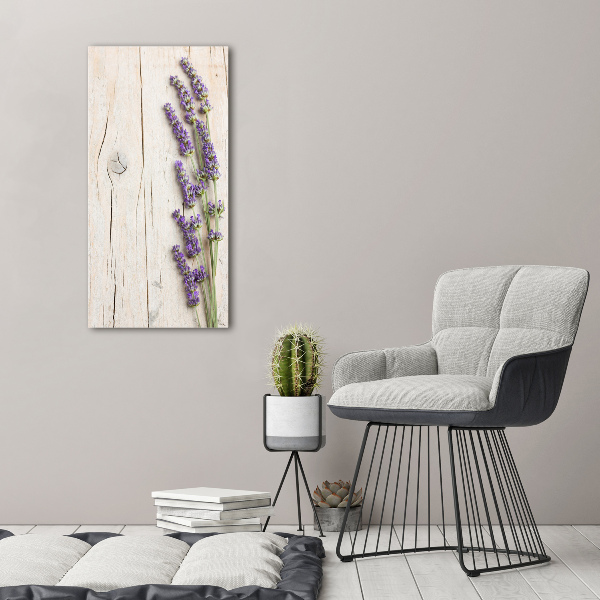 Quadro su tela canvas verticale Lavanda su legno