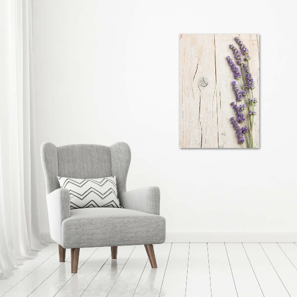 Quadro su tela canvas verticale Lavanda su legno