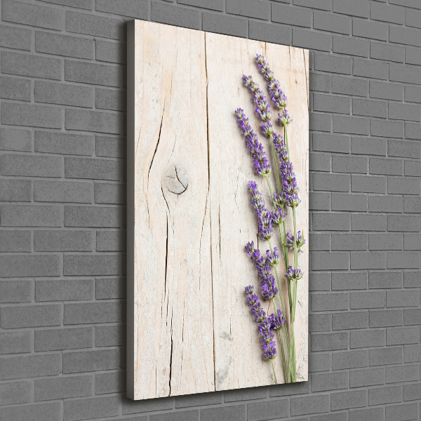 Quadro su tela canvas verticale Lavanda su legno