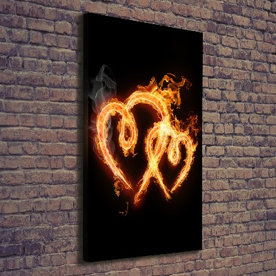Quadro foto su tela verticale Cuori ardenti