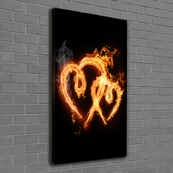Quadro foto su tela verticale Cuori ardenti