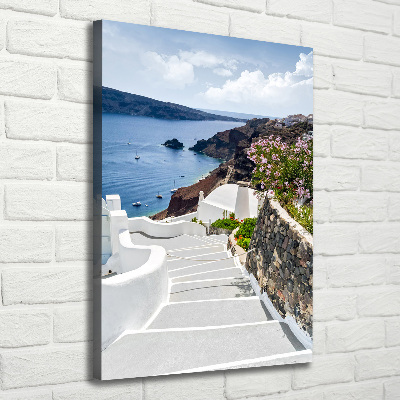 Stampa quadro su tela verticale Santorini, Grecia