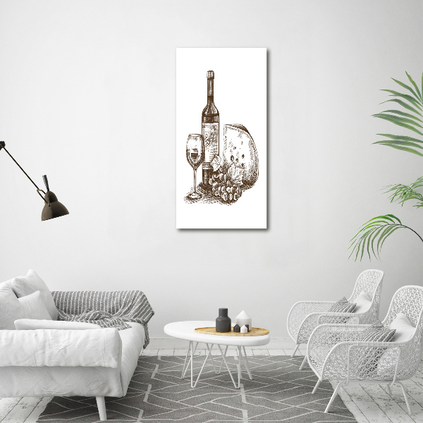 Quadro foto su tela verticale Vino e stuzzichini