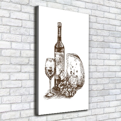 Quadro foto su tela verticale Vino e stuzzichini
