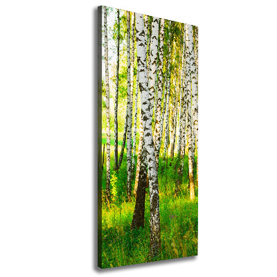 Quadro su tela canvas verticale Foresta di betulle
