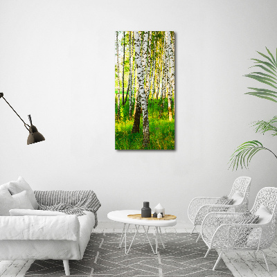 Quadro su tela canvas verticale Foresta di betulle